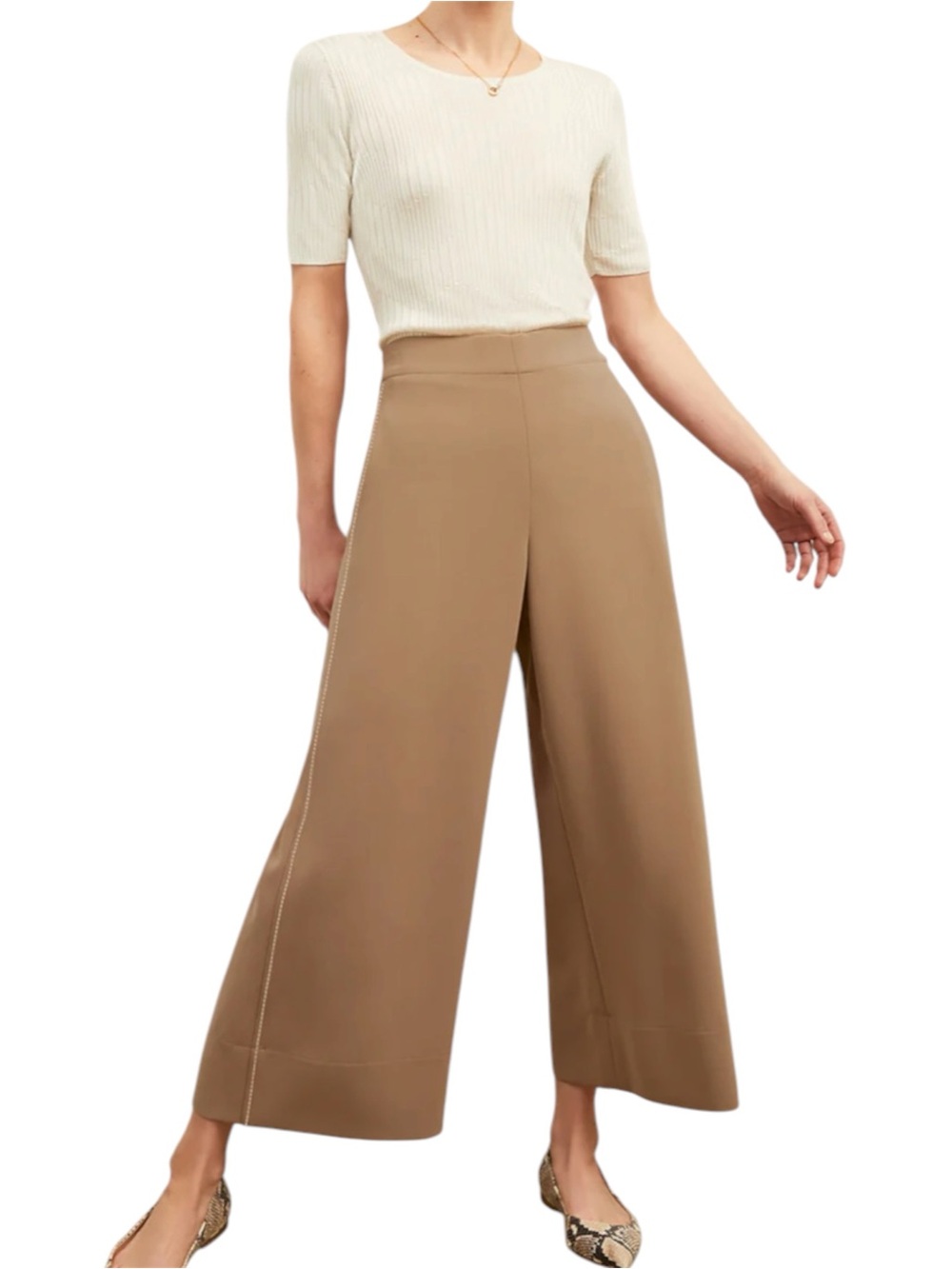 MM.LaFleur Wide Leg Cropped Pants in Camel